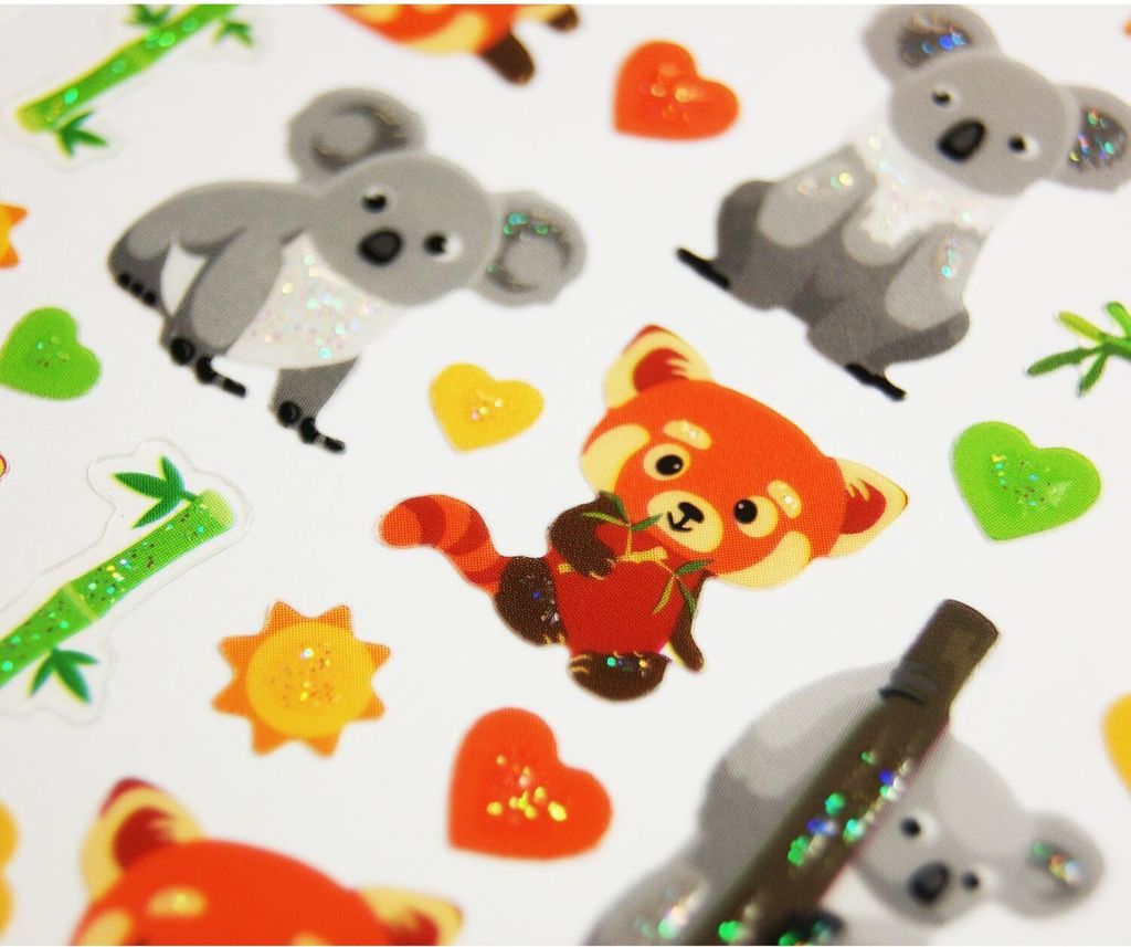 Aufkleber - Koalas & Rote Pandas - Glitter - 1,8 cm Produktbild 