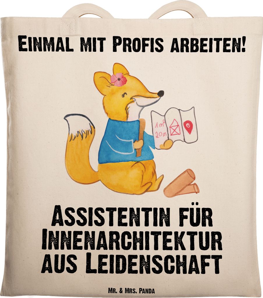 Mr. & Mrs. Panda Tote Bag Assistentin für Innenarchitektur Leidenschaft - Transparent - Geschenk, Laptoptasche, Shopping Tasche, Baumwolltasche, J...