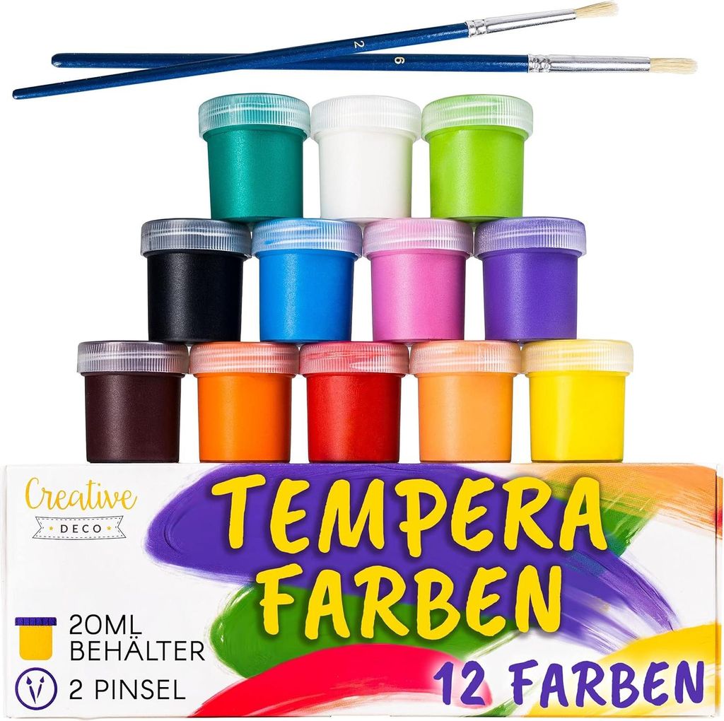 Creative Deco Tempery Zestaw Farb Plakatowych | 20 ml x12 Zdjęcie produktu 
