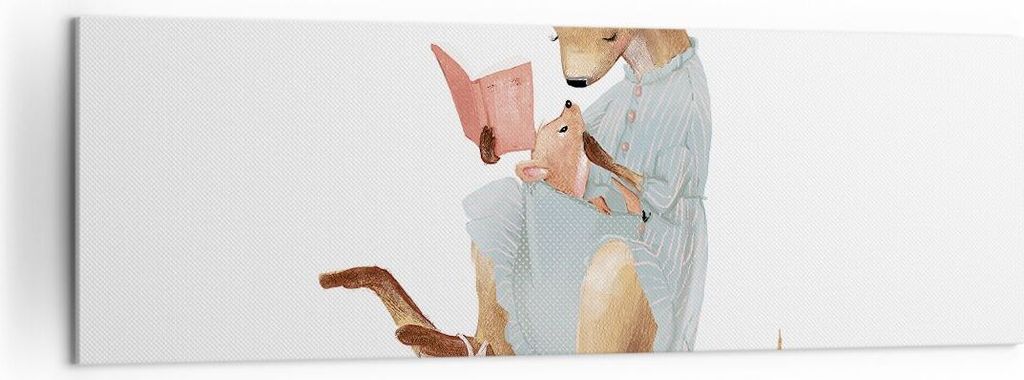 Bild auf Leinwand - Leinwandbild - Einteilig - Känguru Mama Kind - 160x50cm - Wand Bild - Wanddeko - Wandbilder - Leinwanddruck - Bilder - Wanddek...