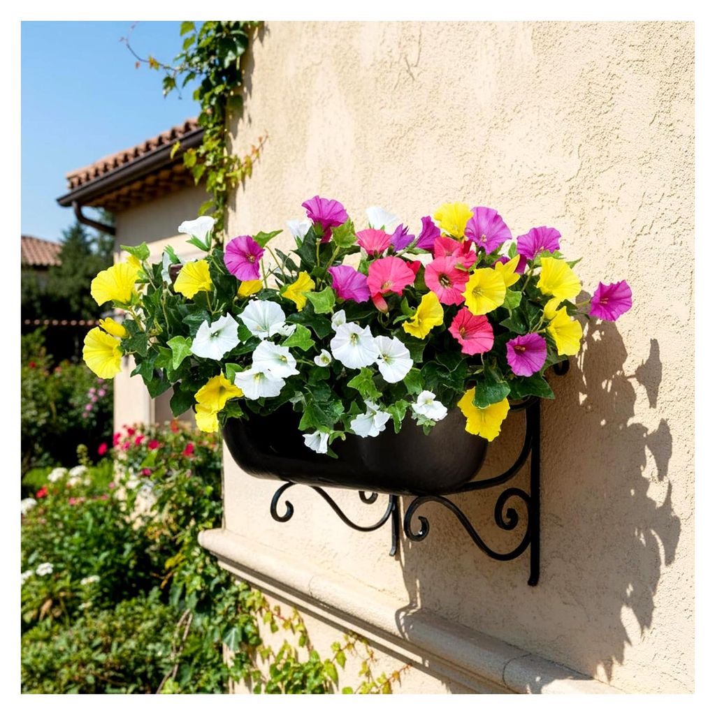 Künstliche Blumen - 4 Bündel Wetterfeste Balkonpflanzen Außen UV-beständig, Seidenblumen in Prunkwinden-Optik für Balkonkasten und Gartendekor...