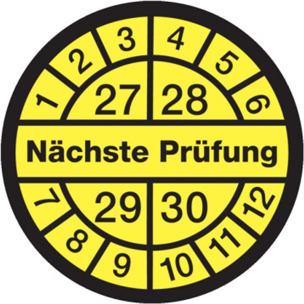 Dreifke Aufkleber Prüfplakette, Nächste Prüfung, schwarz/gelb, Folie, Ø 12, ...