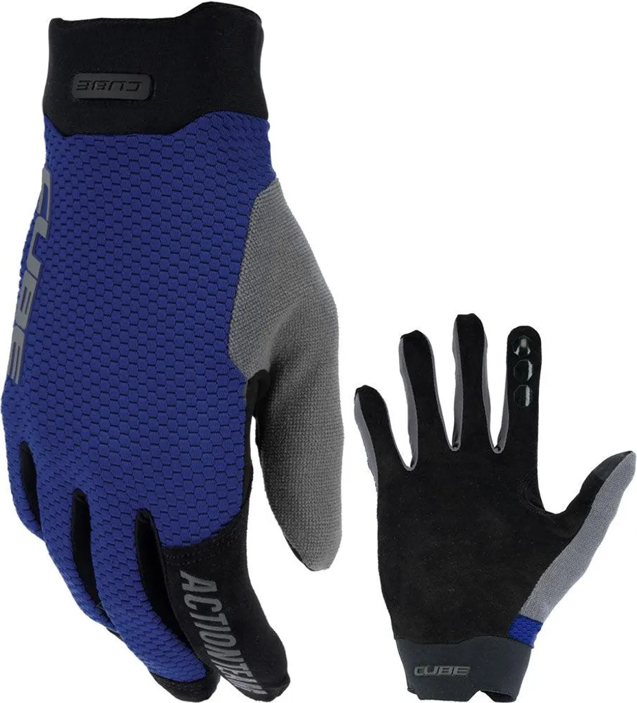 Gants de VTT Cube Actionteam Bleu XL - Équipement Confort pour Longue Distance