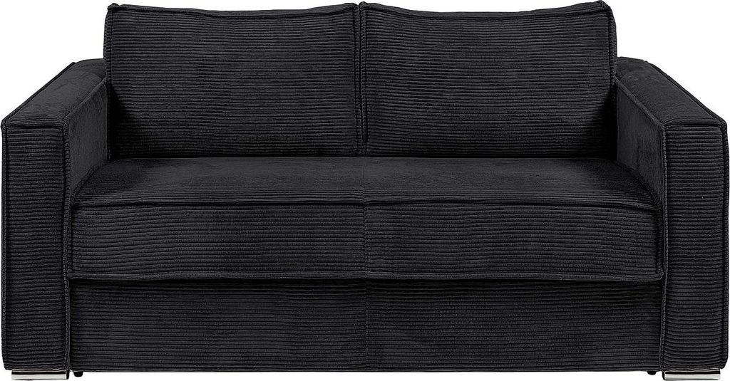 Schlafsofa mit Matratze 3-Sitzer - Cord - Schwarz - Liegefläche mit Lattenrost mit breiten Latten 140 cm - Matratze 22 cm mit Memory-Schaum - LORETO