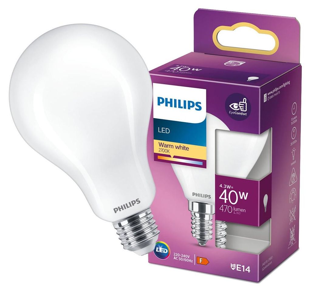 Philips Lampadina LED Classic 4,3W bianco caldo E14 Immagine del prodotto 