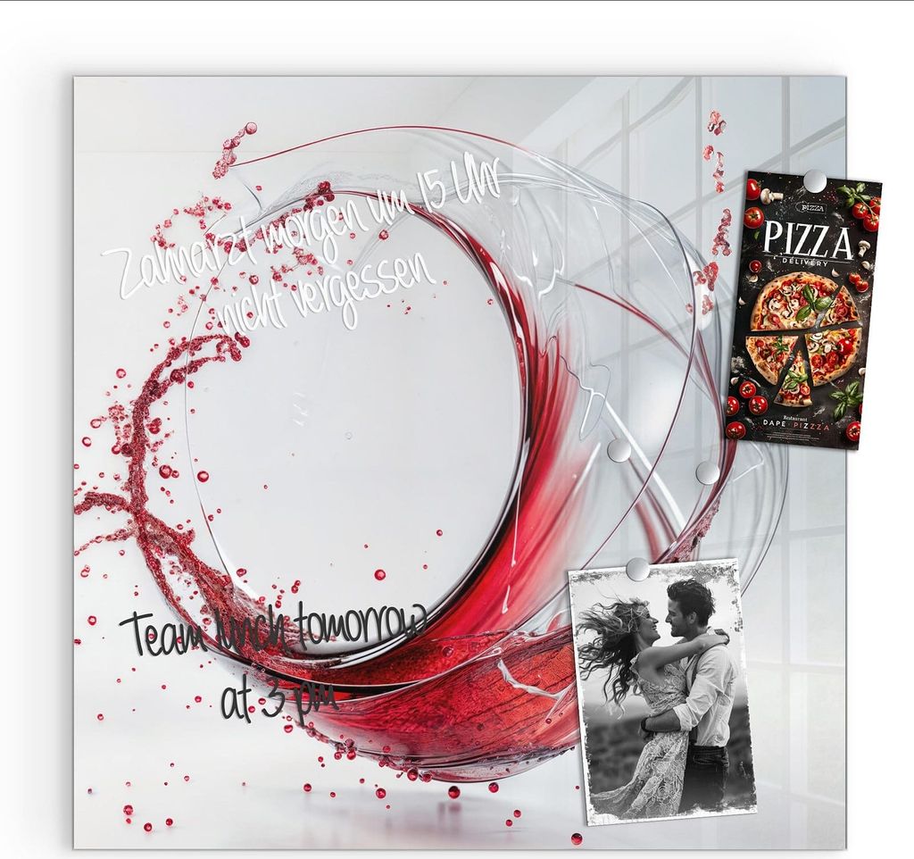 Magnettafel 50x50cm Pinnwand Whiteboard beschreibbar - Rotwein Spritzer