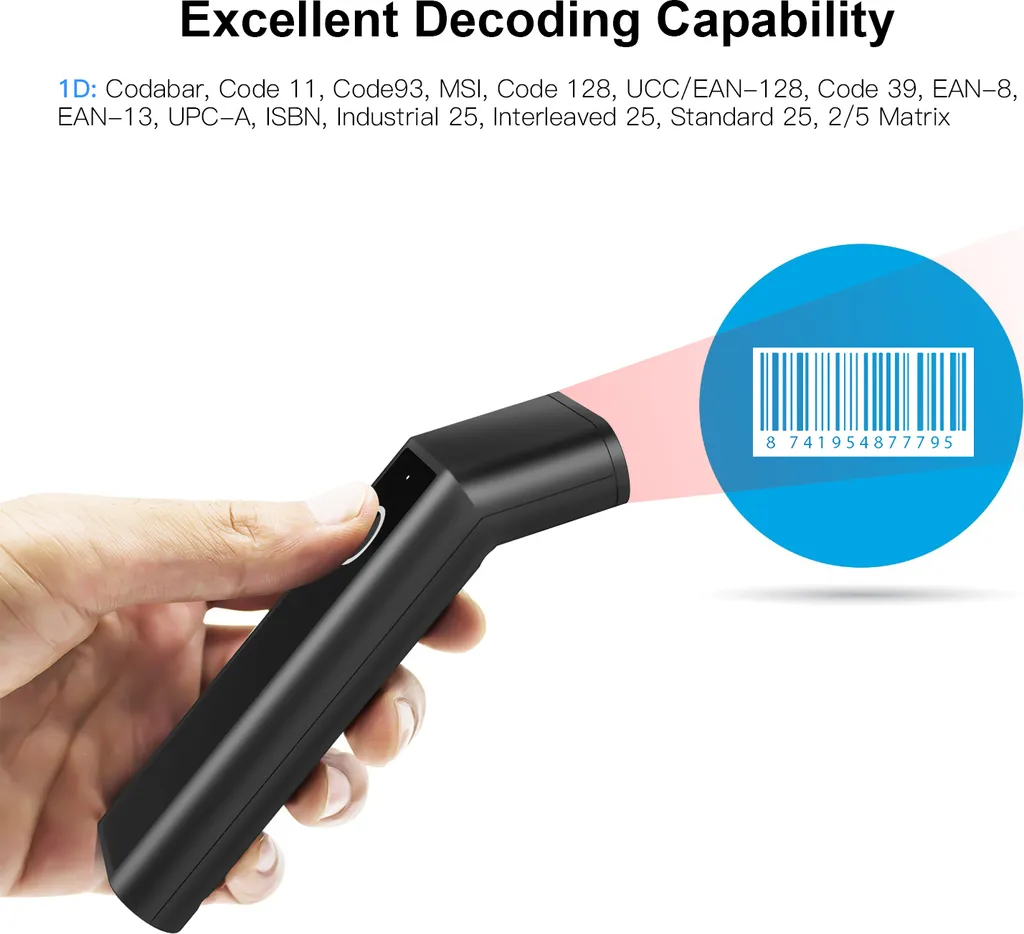 Lecteur code-barres sans fil logistique et entrepôt avec socle USB