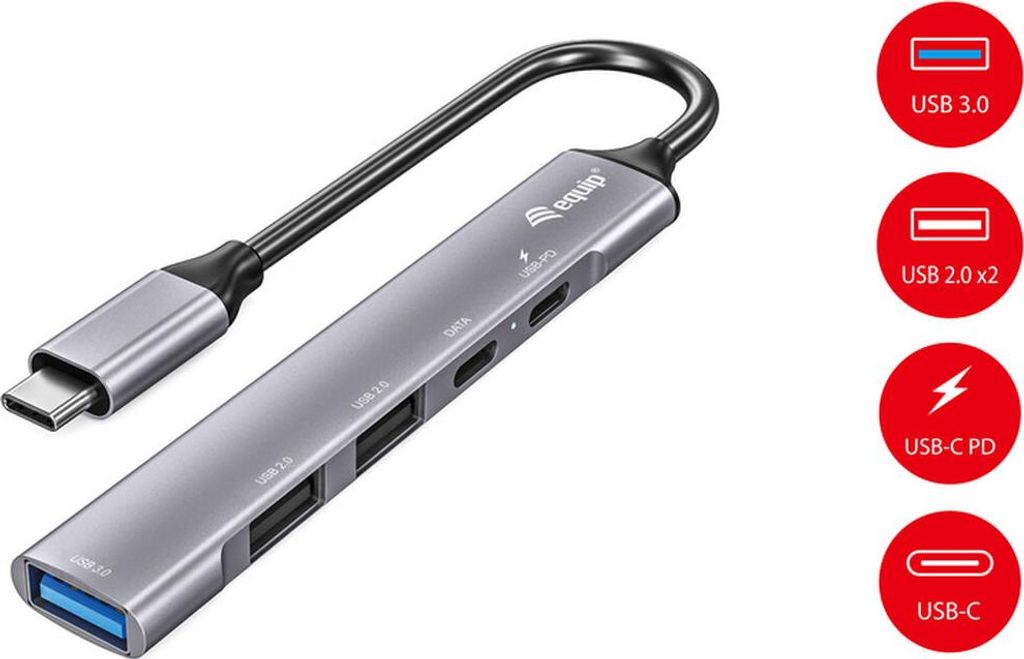 Equip 5-Port USB 3.0/2.0 Hub mit USB-C 100W USB PD, USB 3.2 Produktbild 