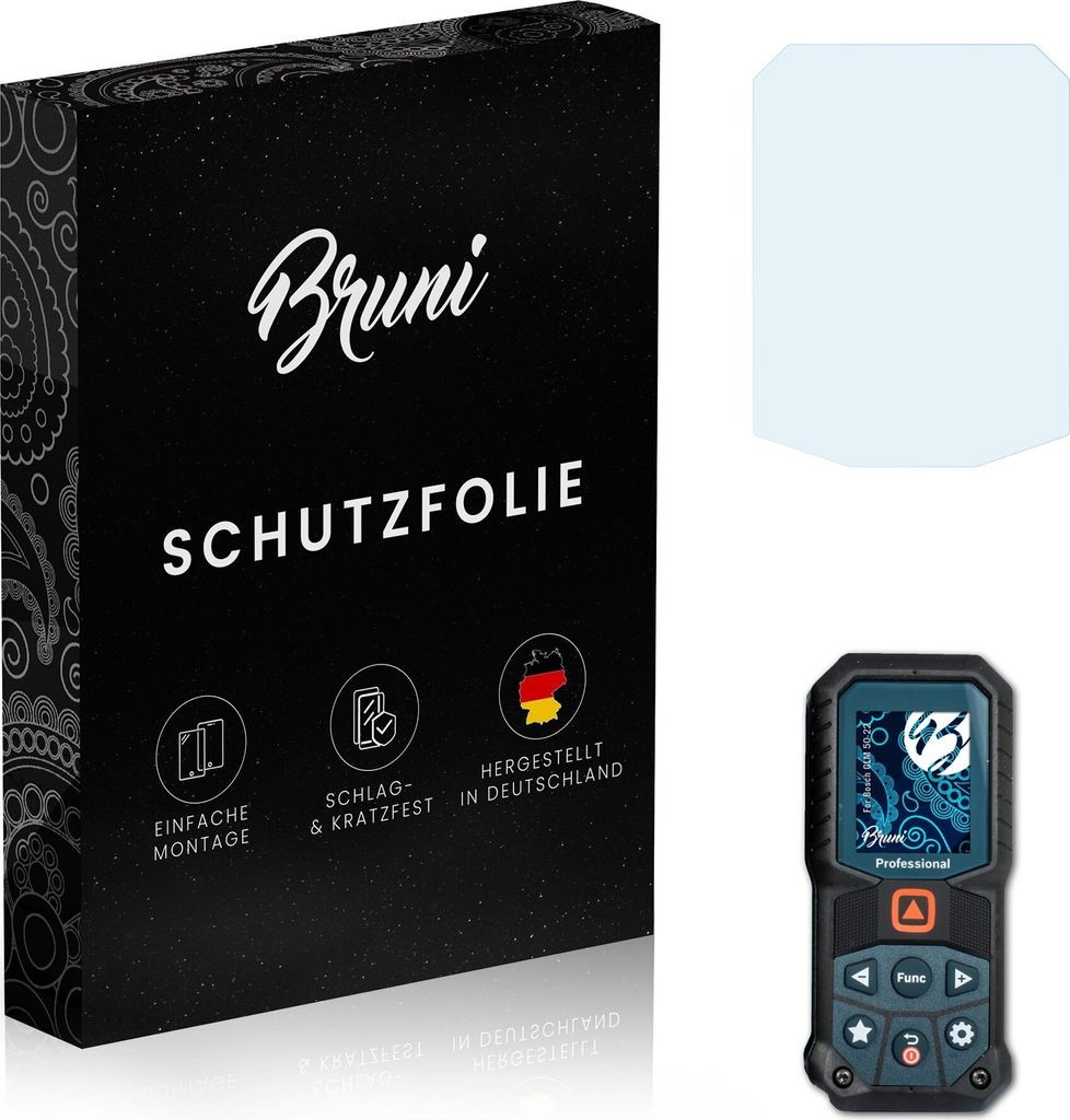 Bruni Basics-Clear 2x Schutzfolie kompatibel mit Bosch GLM 50-22 Folie