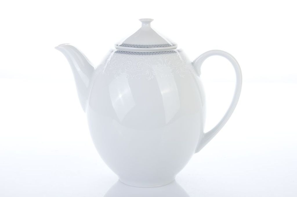 Kanvica na kávu, porcelán, Opal, 1,20 l, biela čipka, sivý Obrázok produktu 