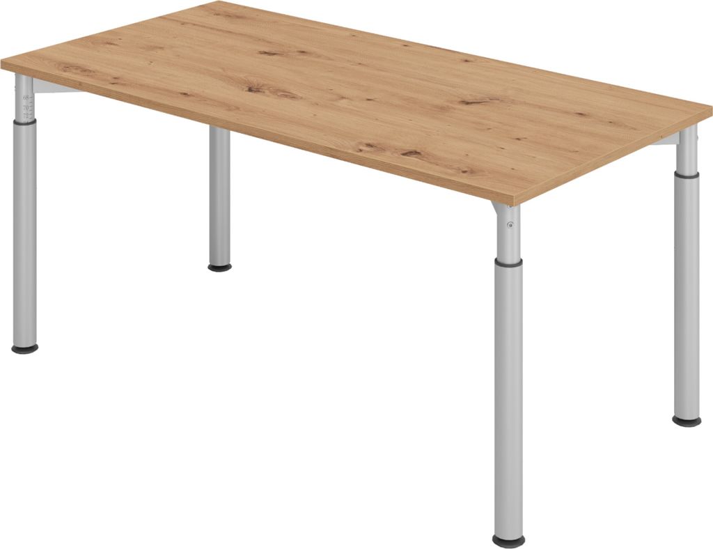 bümö Schreibtisch Serie-Y - Gestell: Silber, Größe: 160 x 80 cm, Nachbildung: Asteiche