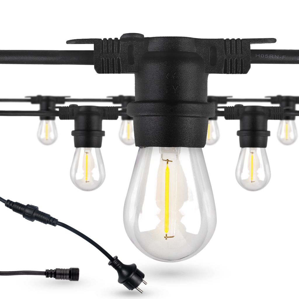 LED Garten Girlande 10m 10xE27 ST14 max 700W IP44 Schwarz