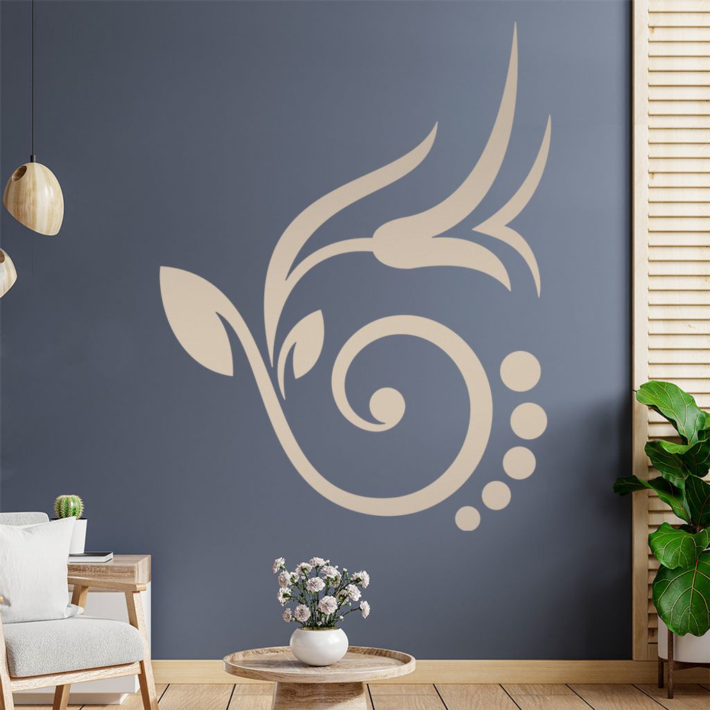 Blume - Linien Punkte Wandtattoo in 6 Größen - Wandaufkleber Wall Sticker - Dekoration, Küche, Wohnzimmer, Schlafzimmer, Badezimmer