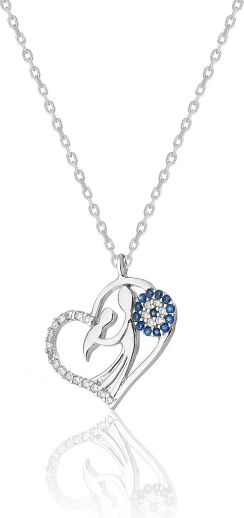 Collier Cœur Argent 925 Rhodié avec Oxydes de Zirconium Haute Brillance