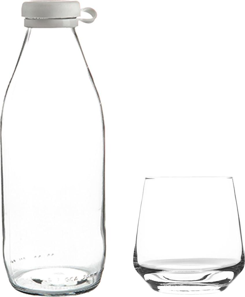 Argon Ta 6 Stück Tallo Wassergläser Set mit Flasche - Glas Whiskey Saft Tumblers - 345ml