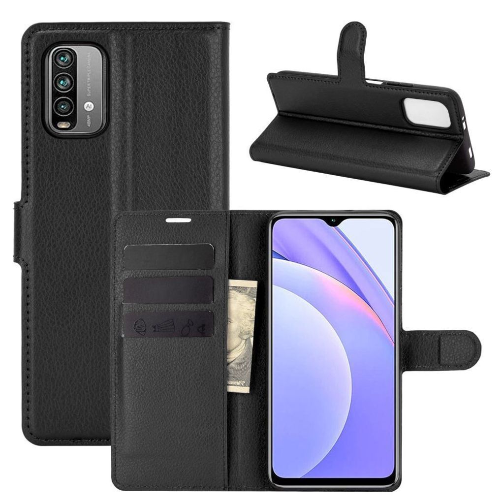 Xiaomi, Handy Tasche Handyhülle Schutzhülle Hülle Flipcase Klapphülle Etui Case Xiaomi Redmi 9T Schwarz