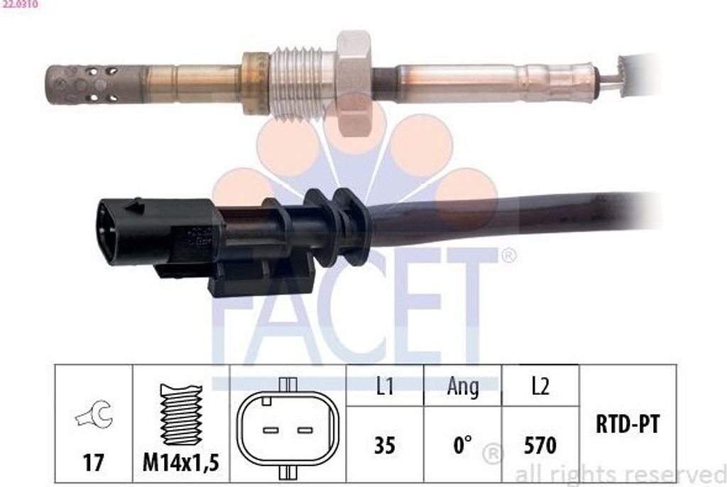 FACET 22.0310 Abgastemperatursensor für JEEP Renegade SUV Produktbild 