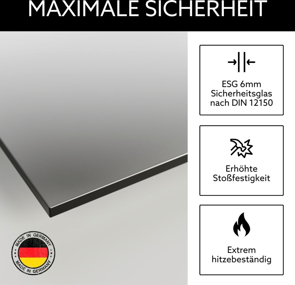 Glasplatte Tisch 120x80 ESG Glas 6mm nach Maß GRAU - Produktbild 4