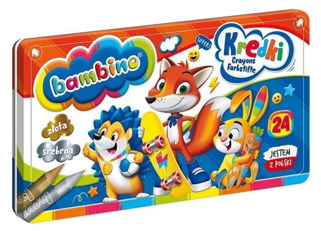 BAMBINO Buntstifte in Metallbox 24 Farben Tempera. Produktbild 