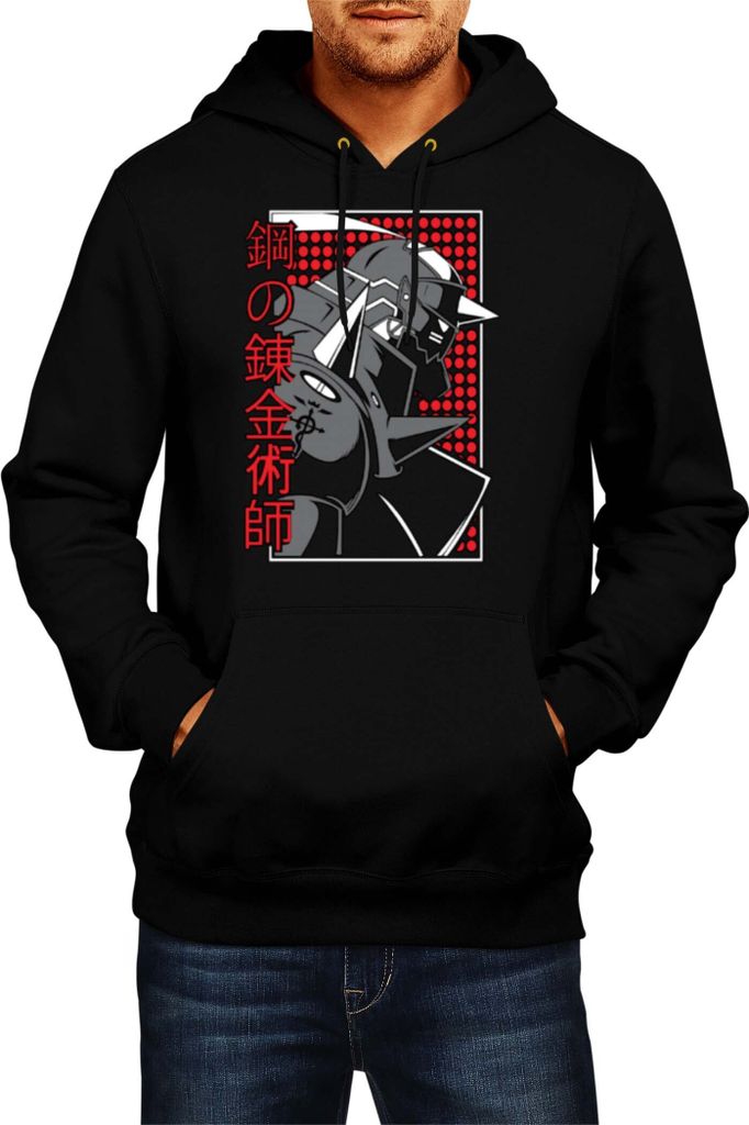 Herren Kapuzenpullover Japan Anime Manga Fullmetal Alchemist 02 Fullmetal Brothers, Man M / Schwarz