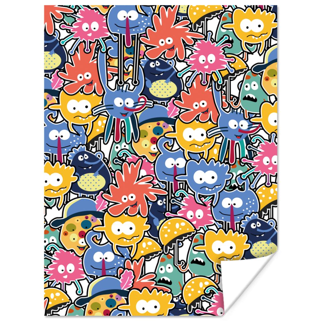 MuchoWow Poster Design - Lustig - Abstrakt - Rot - Blau - Kinder 120x160 cm - Wandbilder