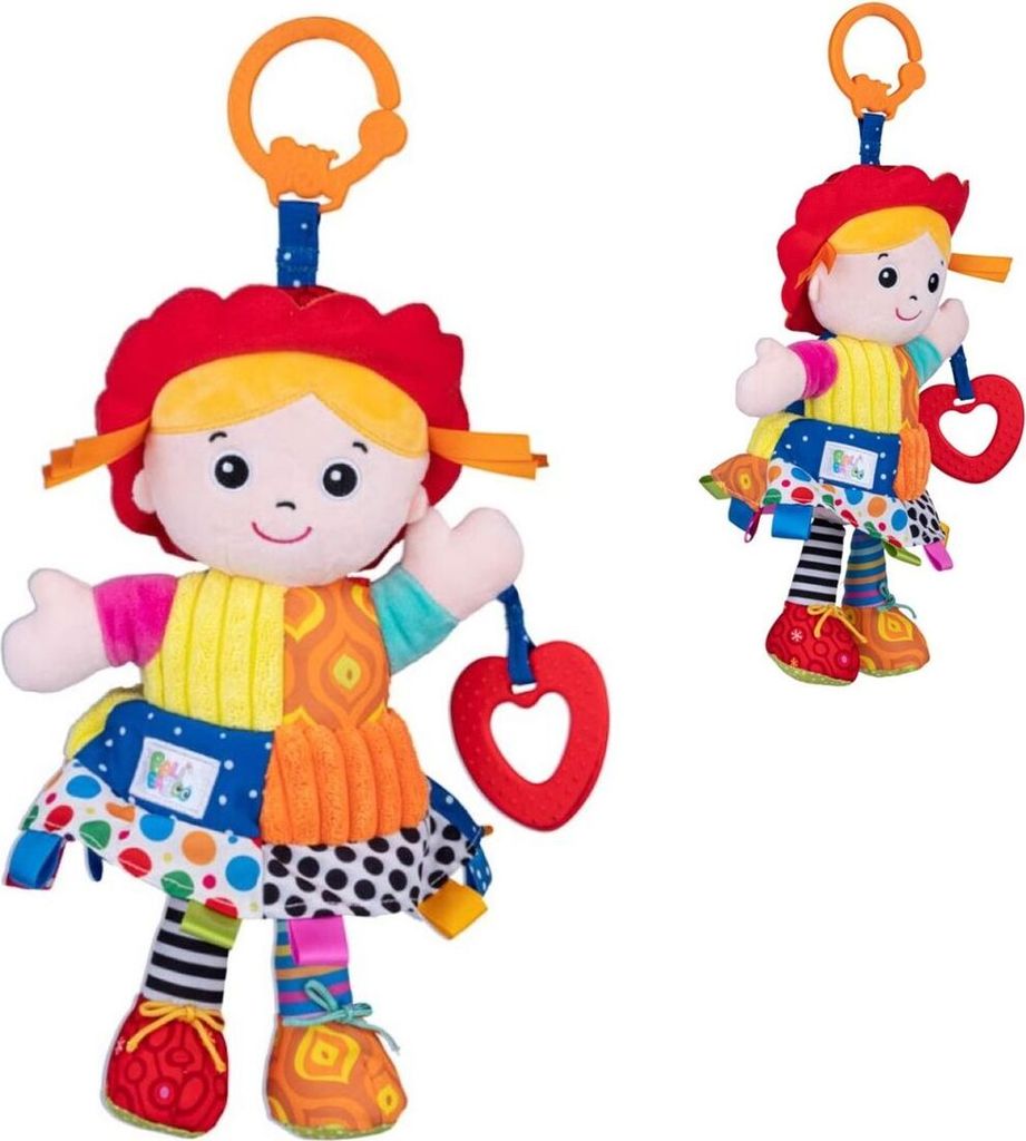 Bali Bazoo Baby Plüsch-Puppe Greifling Rassel C-Ring 81133 Beißring Stoffpuppe bunt