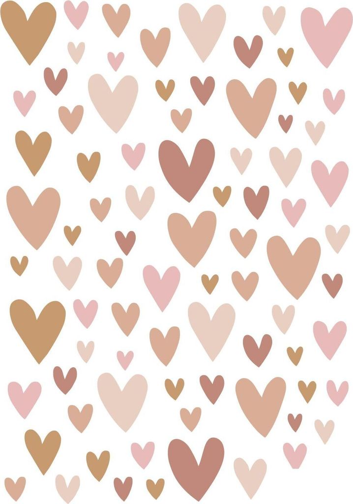 ESTAhome Wandtattoo Herzchen Terrakotta, Rosa und Beige 33 x 47.5 cm