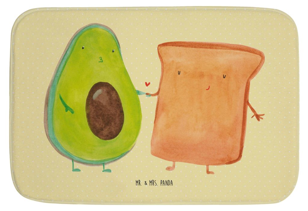 Mr. & Mrs. Panda Badezimmerteppich Avocado Toast - Gelb Pastell - Geschenk, Badematte, Hochzeit, Badvorleger, badezimmermatte, duschmatte, Badteppi...
