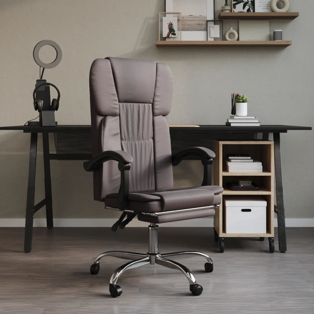 vidaXL Bürostuhl mit Liegefunktion Grau Kunstleder - Bürostuhl Mit Liegefunktion - Bürostühle Mit Liegefunktion - Bürostuhl Mit Relaxfunktion ...