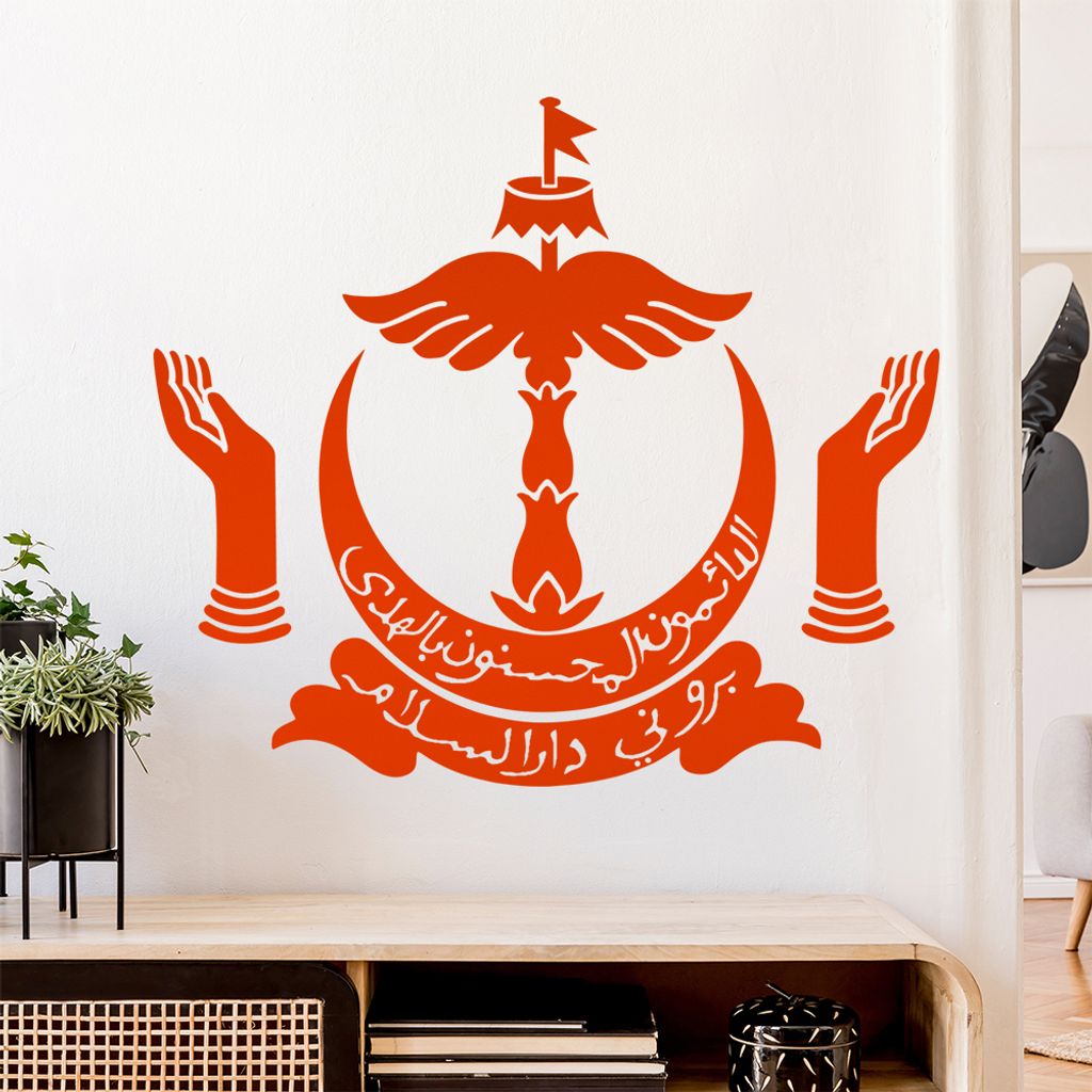 Brunei Wappen Wandtattoo Wandaufkleber Wall Sticker - Dekoration, Küche, Wohnzimmer, Schlafzimmer, Badezimmer