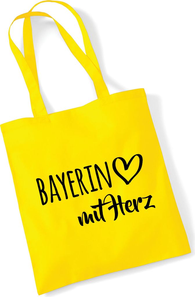 Huuraa Jutebeutel Bayerin mit Herz 10 Liter Yellow Baumwolle Tasche Geschenkidee