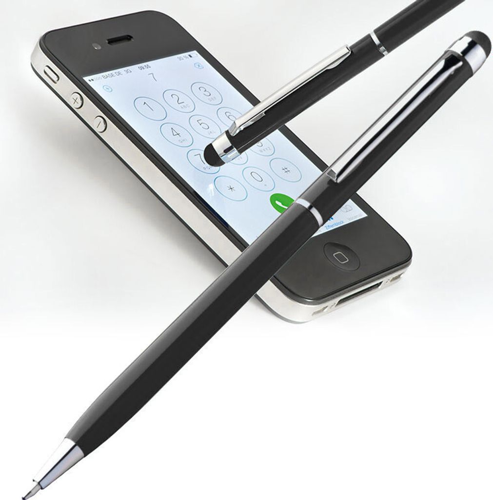 10 Touchpen Drehkugelschreiber / aus Edelstahl / Farbe: schwarz