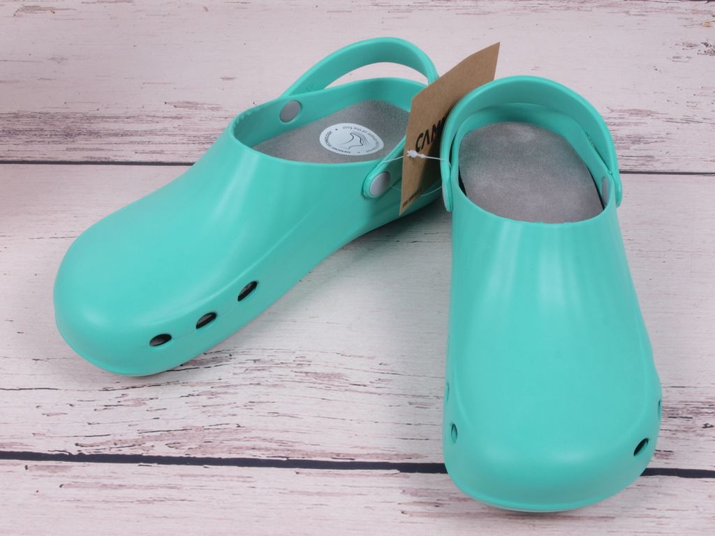 Damen Hausschuhe Gardenschuhe Camminare Prima Clog Gummipantoffeln mintgrün