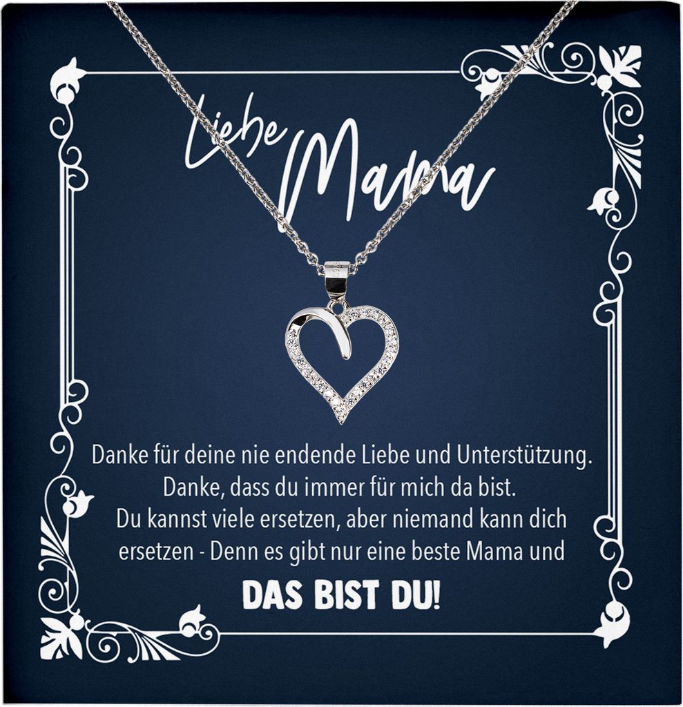 22Feels Echt Silber Halskette - Mama Geschenk Mutter Frauen Schmuck Set Muttertag Geburtstag Weihnachten - Herz Anhänger, Karte