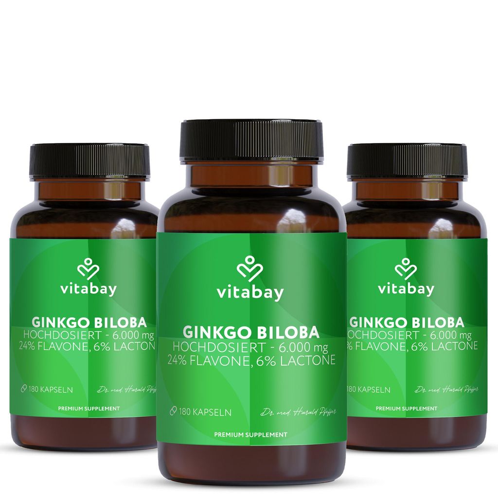 Vitabay Ginkgo Biloba 6000mg Hochdosiert - 540 Ginkgo Produktbild 