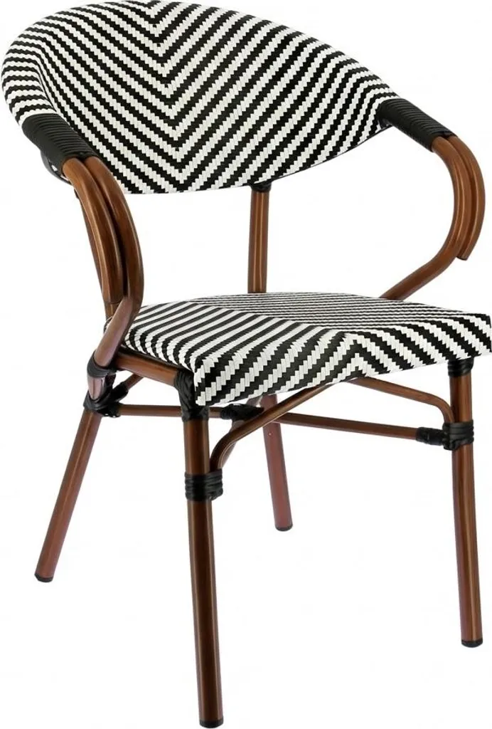 Fauteuil de terrasse Textylène respirant noir et blanc résistant UV