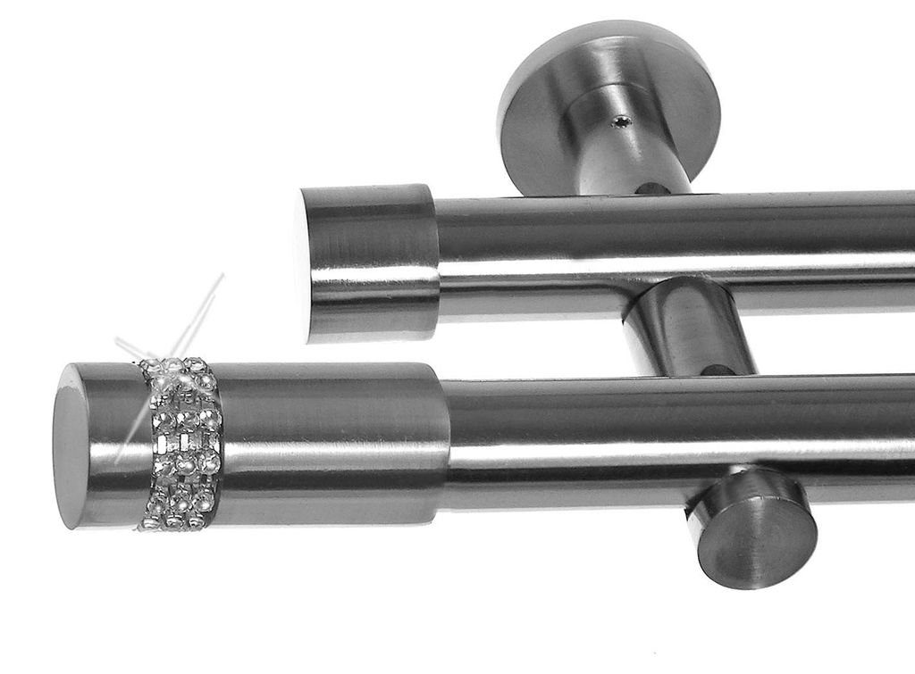Gardinenstange mit Wandhalterung I Metall Edelstahl Look Produktbild 