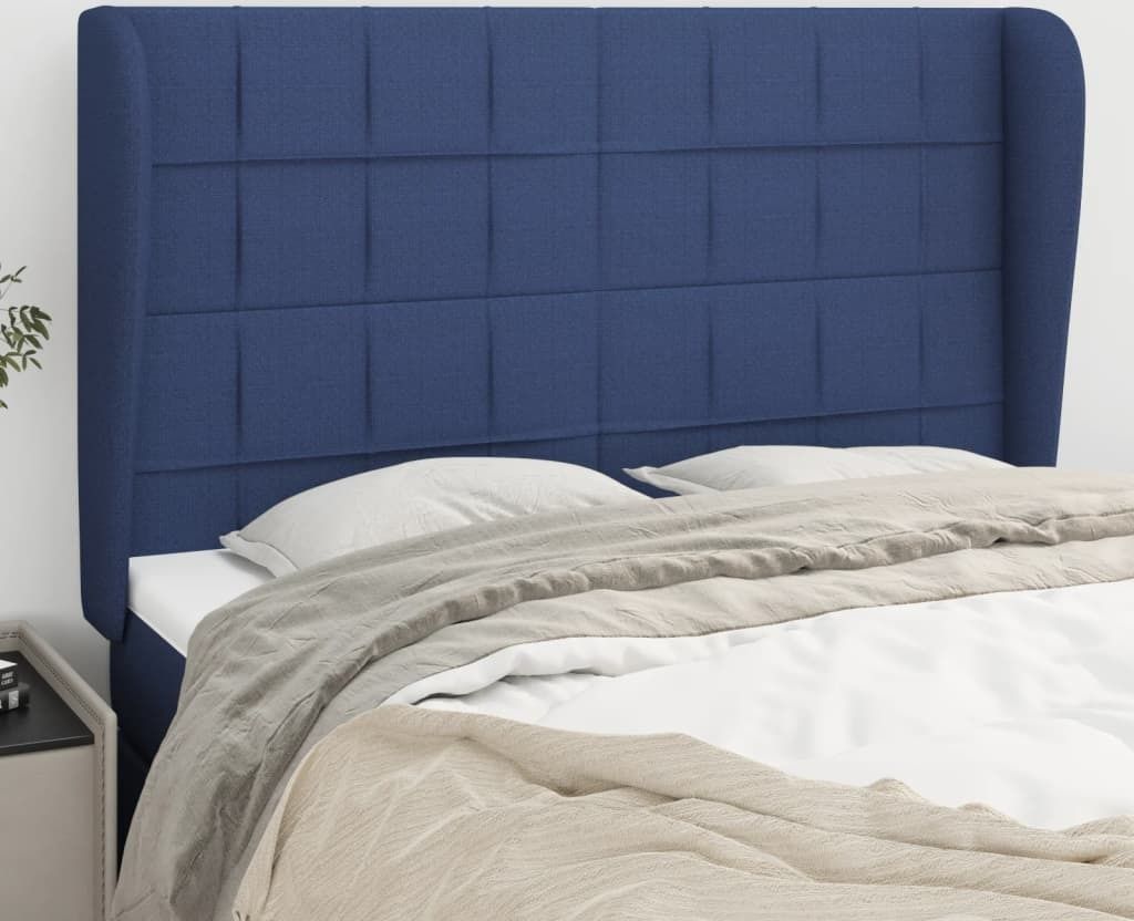 Maison Exclusive - Kopfteil mit Ohren Blau 147x23x118/128 cm Stoff