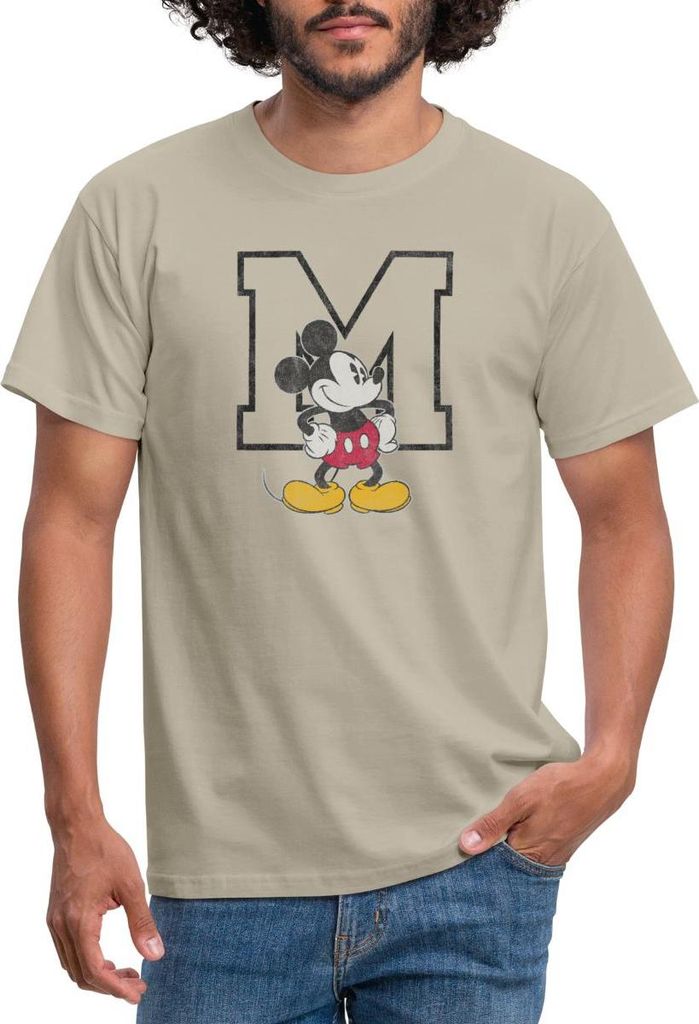 Mickey & Minnie Klassisches Mickey Motiv Mit M Männer T-Shirt, 3XL, Sandbeige