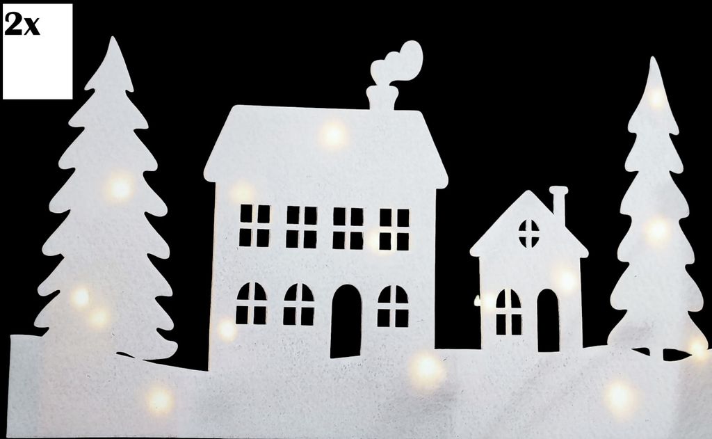 2x LED FENSTERBILDER 3D Fensterdeko beleuchtet Weihnachten Weihnachtsbeleuchtung Häuschen NEU