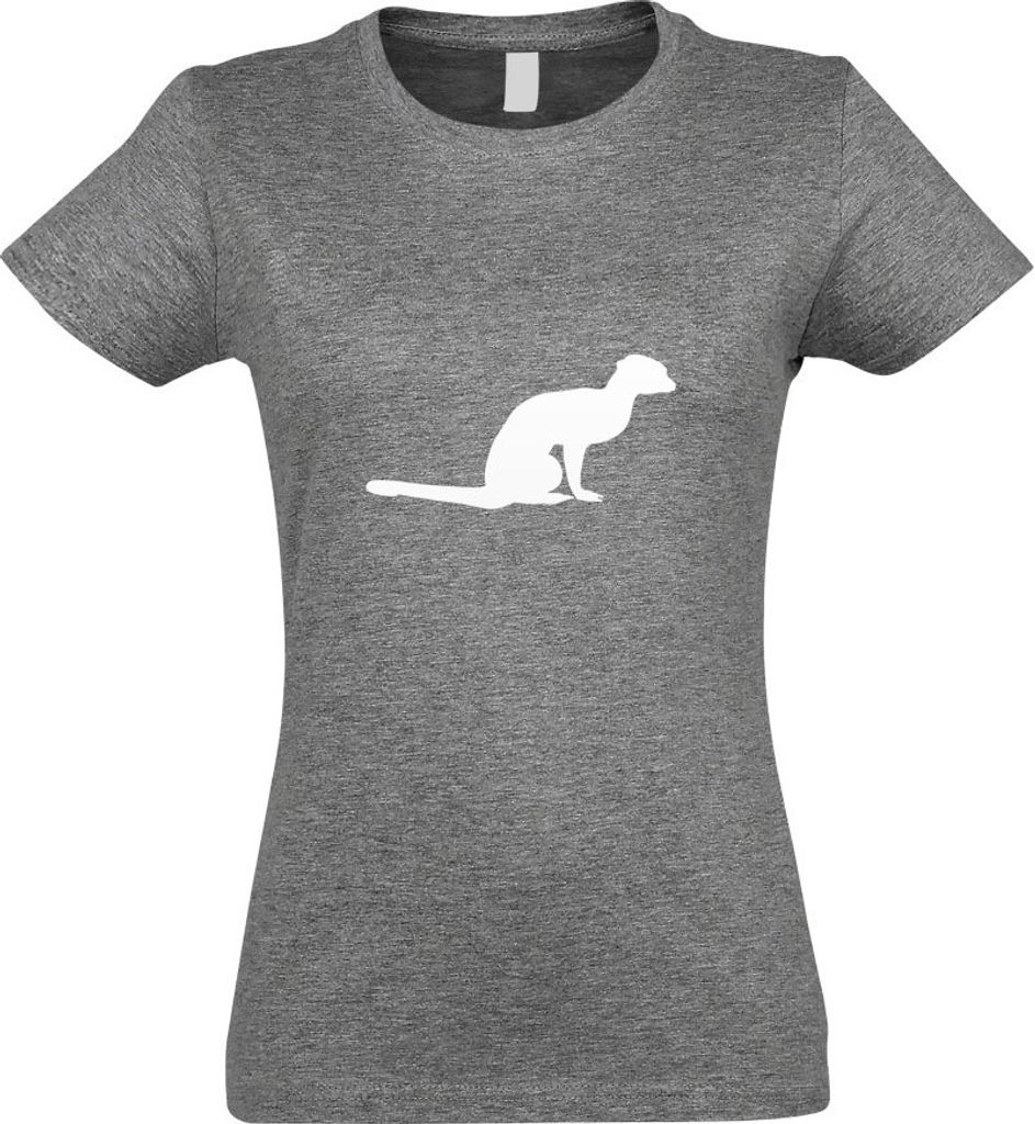 Kiwistar - T-Shirt tailliert - Damen - Graumeliert - Erdmännchen - Surikate - mit Motiv Bedruckt - Funshirt Design - Sport - Freizeit - Damen - S