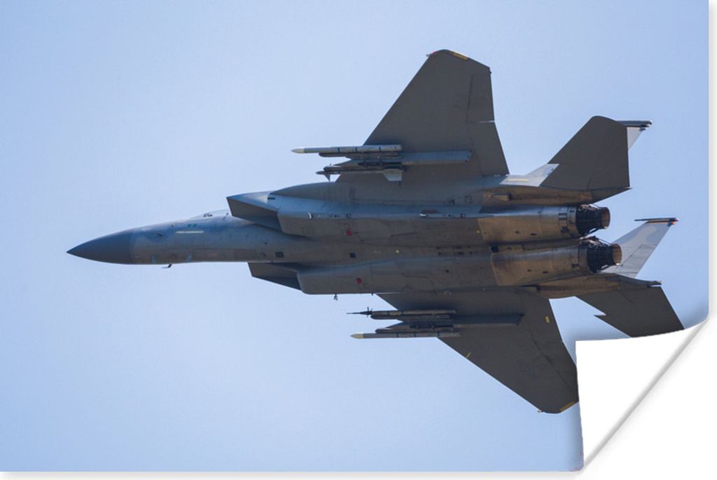 MuchoWow Poster Ein weißer Kampfjet in einem blauen Himmel 60x40 cm - Schlafzimmerdekoration