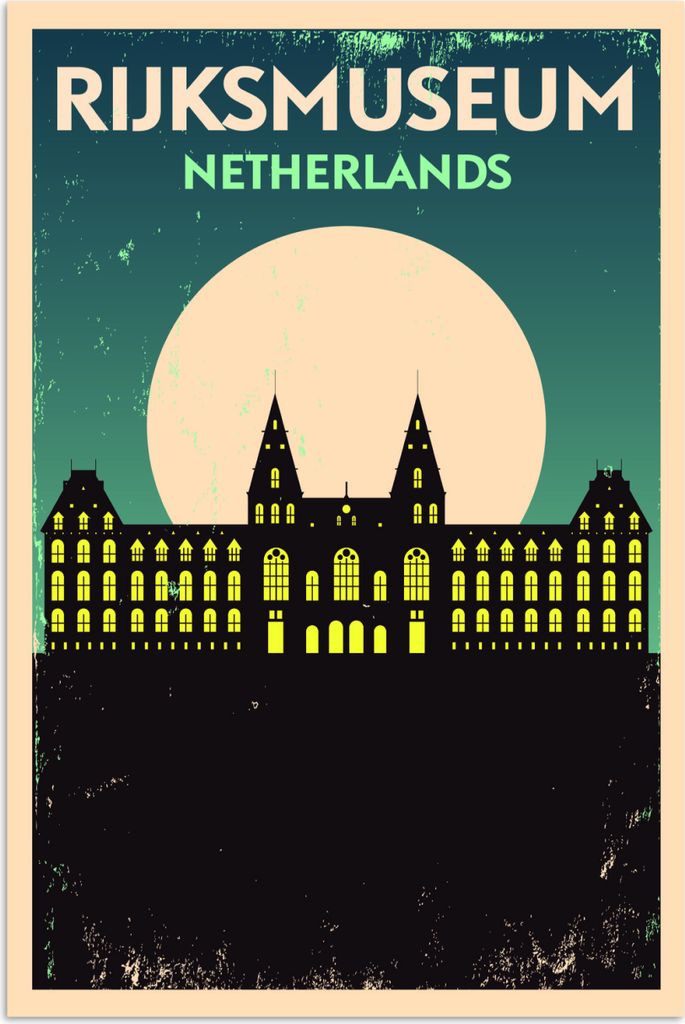 MuchoWow Poster Amsterdam - Rijksmuseum - Vintage - Zitate - Rijksmuseum Niederlande 20x30 cm - Papierdruck