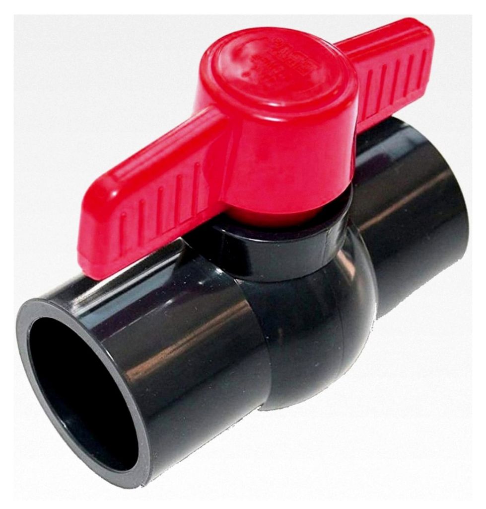 Kugelhahn aus PVC-U mit 2 Klebemuffen für 40mm Rohrleitungen