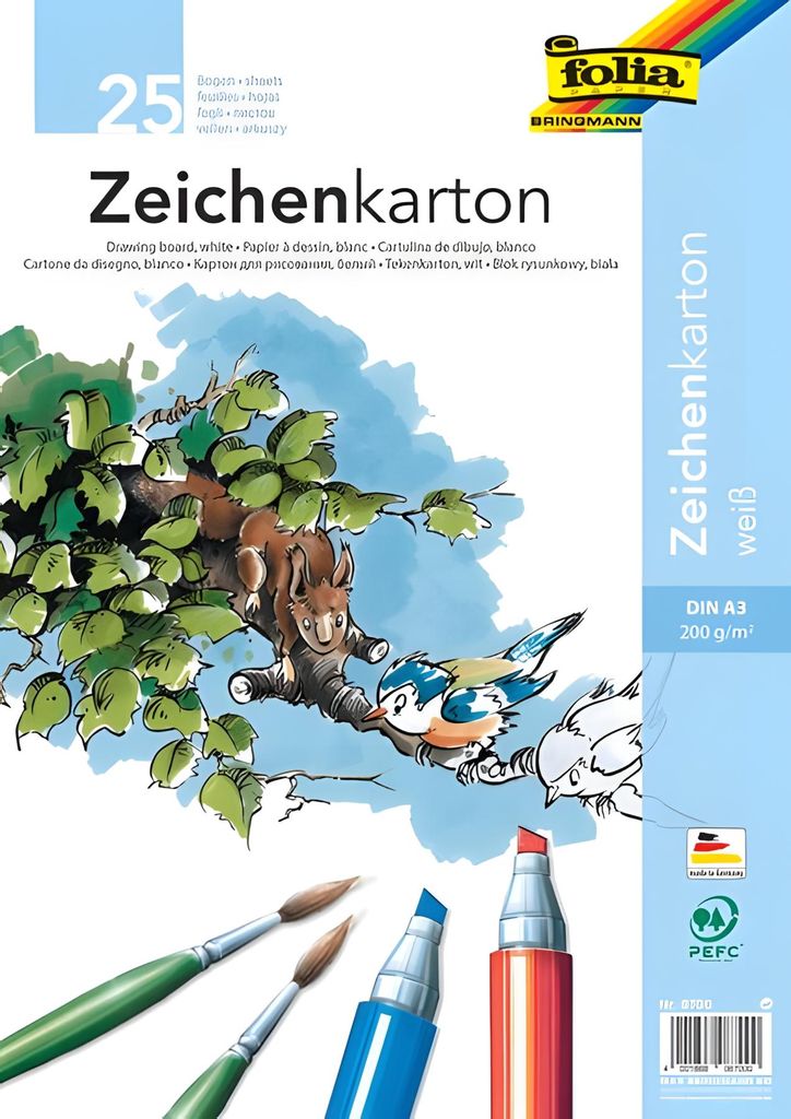 folia Zeichenkarton DIN A3 200 g/qm weiß 25 Blatt Produktbild 