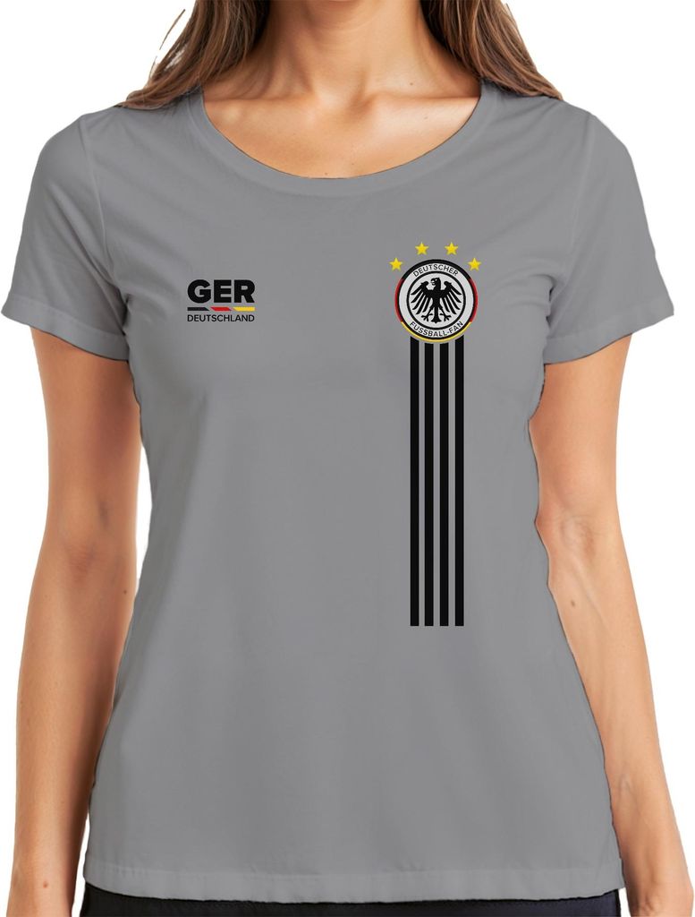 Deutschland Team Fußballfan Adler WM Weltmeister Fussball Trikot Damen T-Shirt, Grau, L