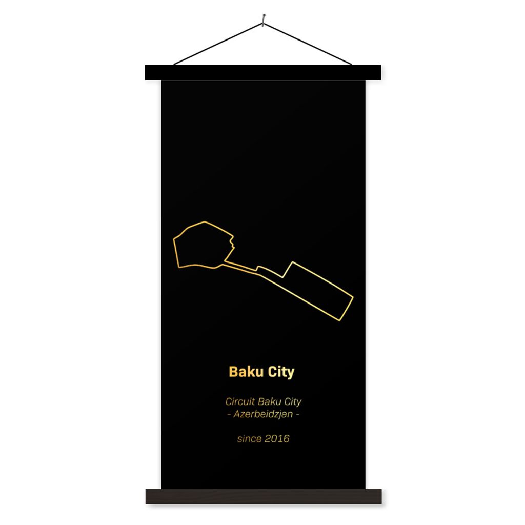 MuchoWow Textilposter Baku - Formel 1 - Rennstrecke 40x80 cm mit schwarzem Rahmen - Wandemalerei