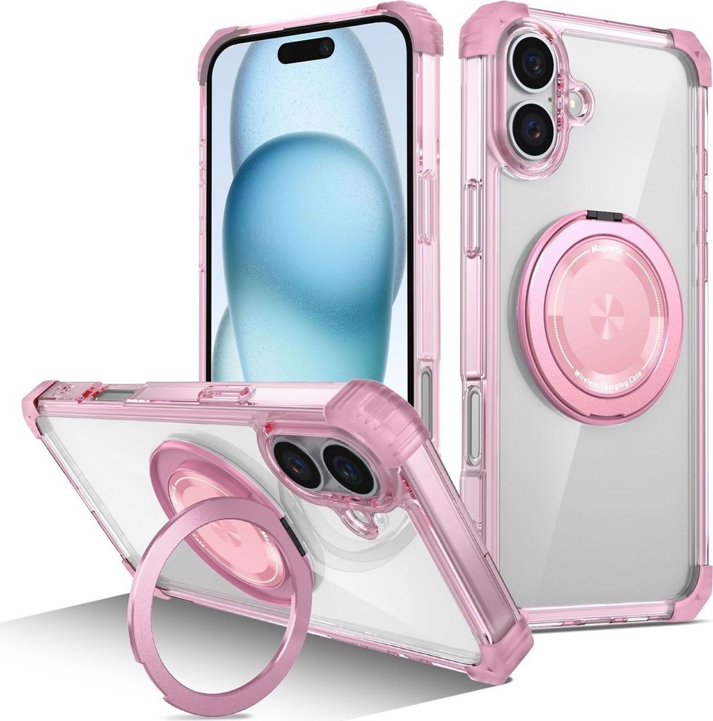 Für Apple iPhone 16 Gold Shield Design CD Muster MagSafe Magnetische Handy Hülle Rosa