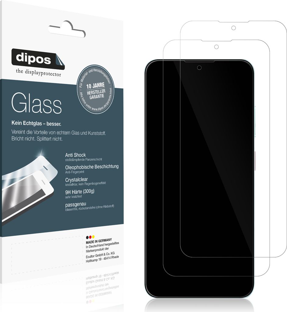 2x Schutzfolie für ZTE Blade A55 - Anti-Shock 9H Folie dipos Glass Kunststoffglas