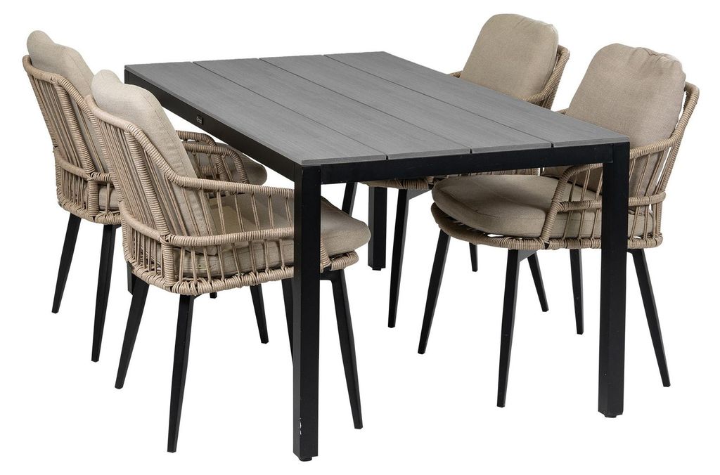 5-teiliges Garten-Set | 4 Isabel Stühle | Limasol Gartentisch | 160 cm